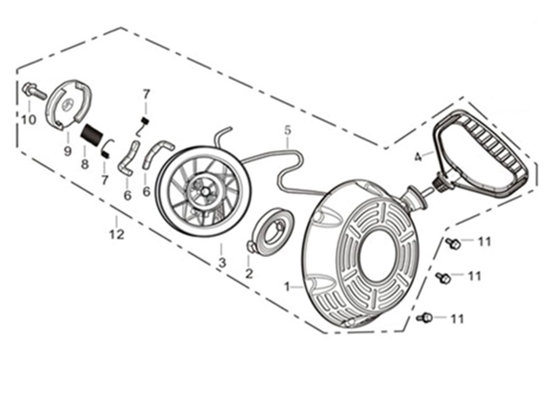 ЗАПЧАСТИ ДЛЯ ДВИГАТЕЛЯ LC170FDS (СТАРТЕР РУЧНОЙ)
